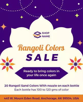 Rangoli Colors Discount Promotion Flyer Template