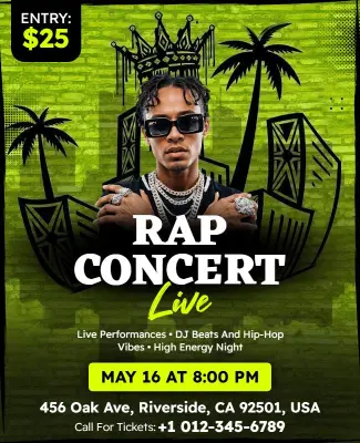 Rap Concert Event Flyer Template