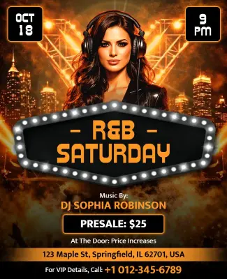 R&b Music Event Saturday Night Flyer Template