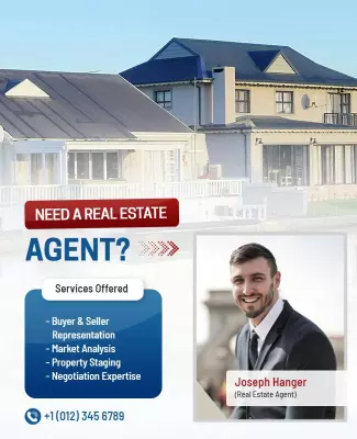 Professional Blue Real Estate Agent Services Flyer Template