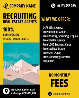 Real Estate Agents Recruitment Promotional Flyer Template