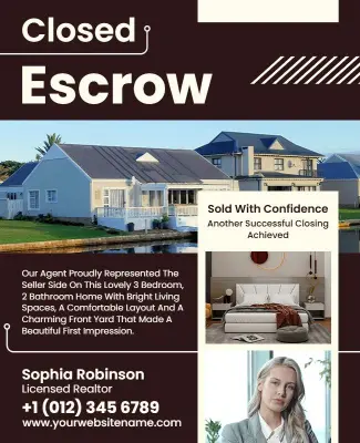 Real Estate Closed Escrow Announcement Flyer Template
