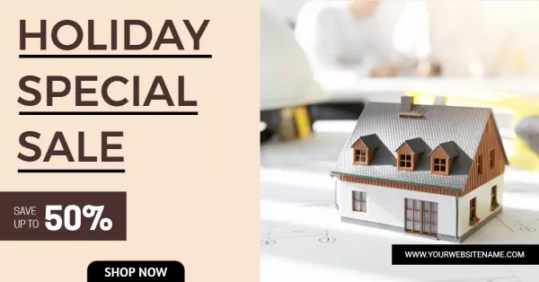 Real Estate Holiday Special Sale with Cozy Home Model Banner Template