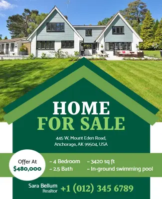 Real Estate Home for Sale Promotion Flyer Template