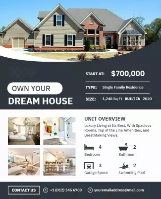 Real Estate Luxury Home Listing Flyer Template