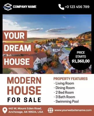 Real Estate Modern House for Sale Flyer Template