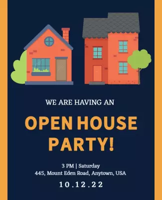 Playful Illustrated Open House Party Invitation Flyer Template