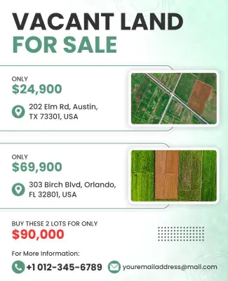 Real Estate Vacant Land for Sale Promotional Flyer Template