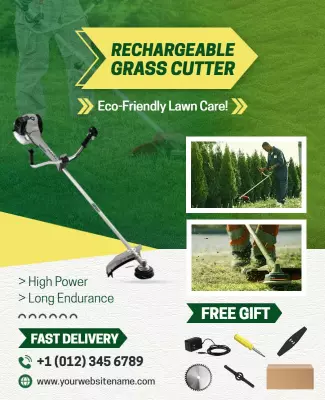 Promotional Rechargeable Grass Cutter Flyer Template