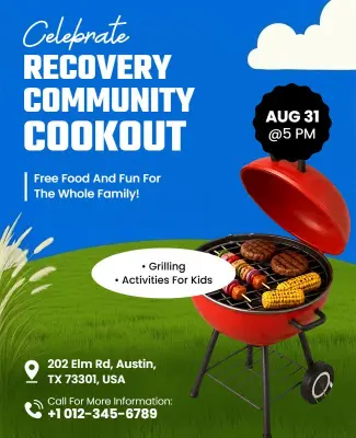 Recovery Community Cookout Event Flyer Template