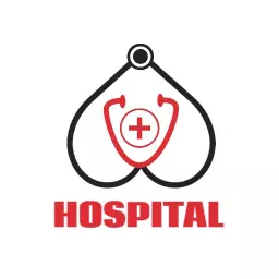 Red and Black Medical Icon Representing Hospital Logo Template