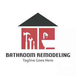 Red and Black Modern Design for Bathroom Remodeling Logo Template