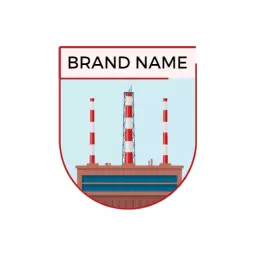 Red and Blue Industrial Factory Design Illustrating Industry Logo Template