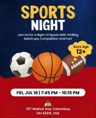 Red and Blue Theme Sports Night Event Flyer Template