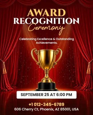 Red and Gold Theme Award Recognition Ceremony Celebration Poster Template