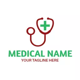 Red and Green Stethoscope Design for Pharmacy Logo Template