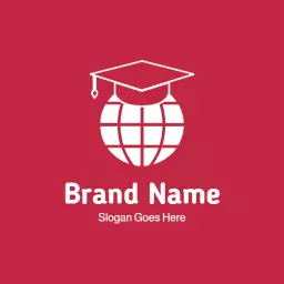 Red and White Globe with Graduation Cap Education Logo Template