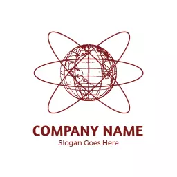 Red Atomic Symbol Encircling the Globe in Universe Logo Template
