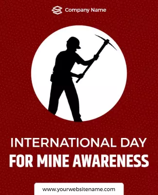 Red Awareness Campaign for International Mine Safety Poster Template