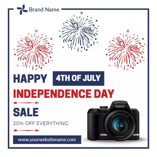 Red, Blue, and White Independence Day Sale with Fireworks Ad Template