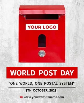 Red Bold World Post Day Celebration Poster Template