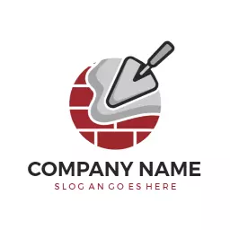 Red Brick Wall and Trowel Representing Construction Services Logo Template