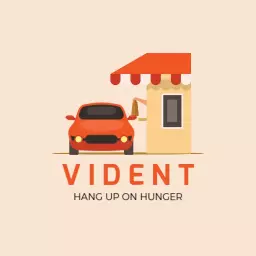 Red Car at a Fast Food Restaurant Drive-Thru Logo Template