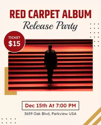 Red Carpet Album Release Party Flyer Template