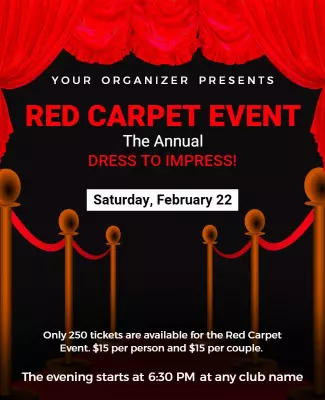 Red Carpet Gala Event Announcement Flyer Template