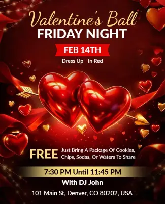 Red Dress Valentine’s Ball Party Flyer Template