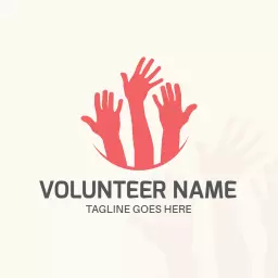 Red Hands Symbolizing Community in Volunteer Action Logo Template