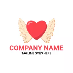 Red Heart with Elegant Wings Symbolizing Love Services Logo Template