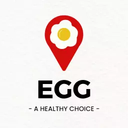 Red Location Pin Design Featuring Egg as Healthy Choice Logo Template