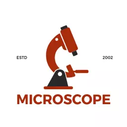 Red Microscope Design Symbolizing Scientific Research Logo Template