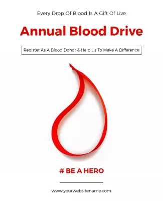 Red Minimalist Annual Blood Drive Donation Poster Template