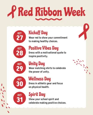 Red Ribbon Week Event Schedule Flyer Template