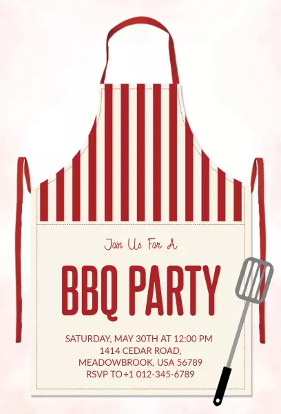 Red Striped Festive BBQ Party Celebration Invitation Template