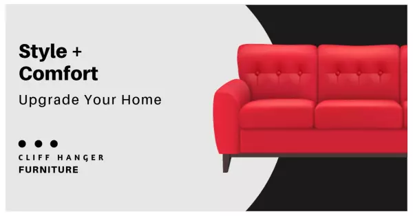 Red Stylish Couch Promoting Comfort in Your Home Facebook Ad Template