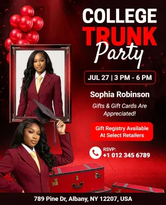 Red Themed College Trunk Party Flyer Template