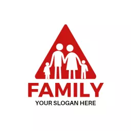 Red Triangle Symbolizing Togetherness in Family Logo Template