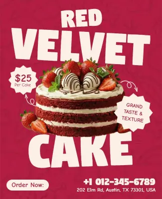 Red Velvet Cake Promotion Flyer Template