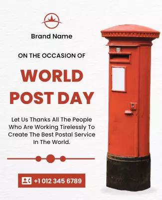 Red Vintage Postal Carrier Appreciation World Post Day Poster Template
