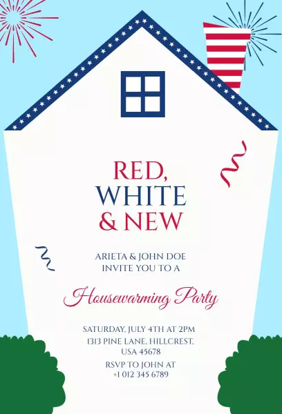 Red White New Housewarming Celebration Invitation Template