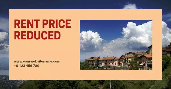 Reduced Rent Price Announcement on Serene Landscape Facebook Ad Banner Template