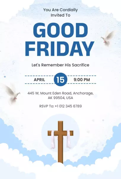Reflective Good Friday Memorial Service Invitation Template