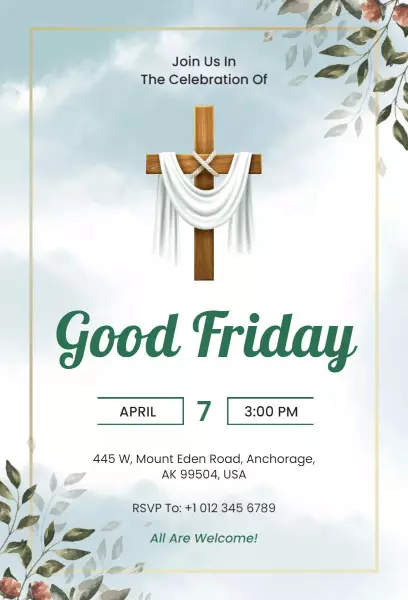 Reflective Good Friday Religious Celebration Invitation Template
