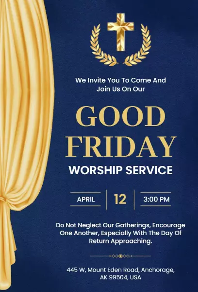Reflective Good Friday Worship Service Invitation Template