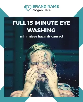 Refreshing Aqua Eye Washing Safety Procedure Poster Template