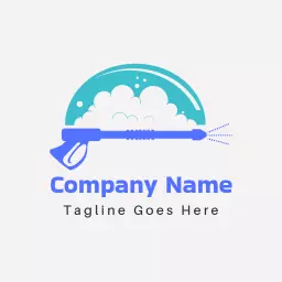 Refreshing Blue and White Pressure Washing Service Logo Template