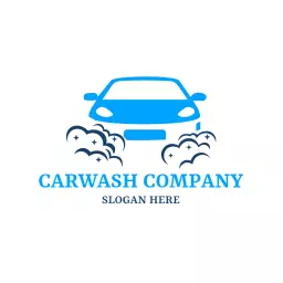 Refreshing Blue Car Wash Design with Clean Vehicle Logo Template